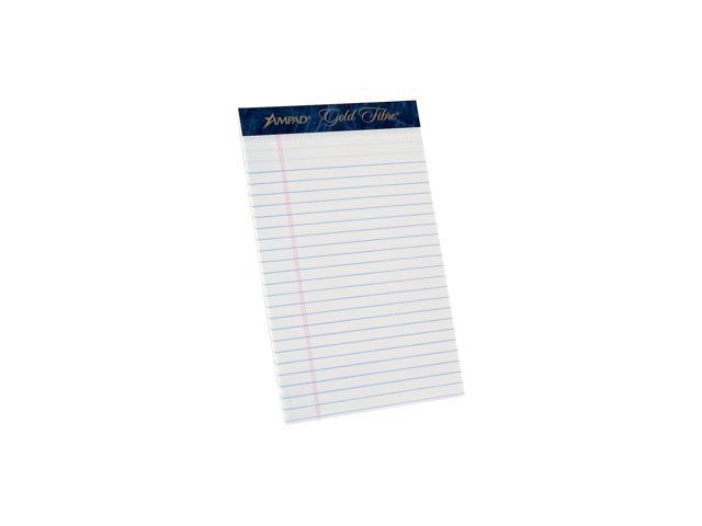 Ampad Gold Fibre Notepads 5' x 8' College Ruled White 50 Sheets/Pad 12 Pads/Pack (20054)