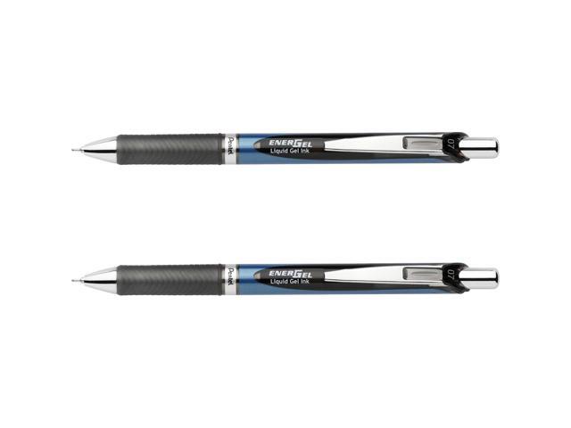 Pentel Gel Pen Retractable/Refillable Metal Tip.7mm 2/PK Black BLN77BP2A
