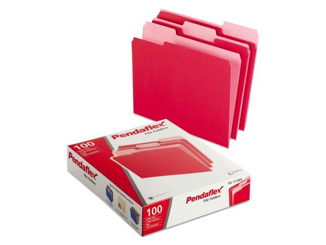 Pendaflex Colored File Folders 1/3 Cut Top Tab Letter Red/Light Red 100/Box 15213RED