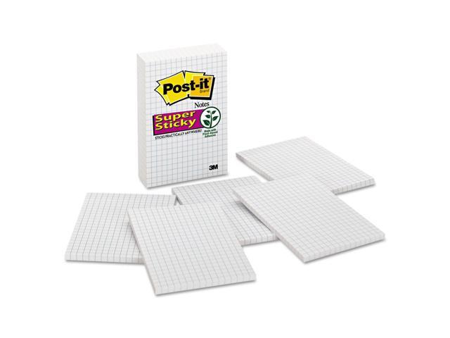 3M 660SSGRID Grid Notes, 4 x 6, White with Blue Grid, 3 90-Sheet Pads/Pack