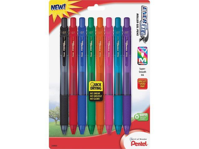Pentel Gel Pens Retractable .7mm 8/PK Assorted Barrel/Ink BL107CRBP8M