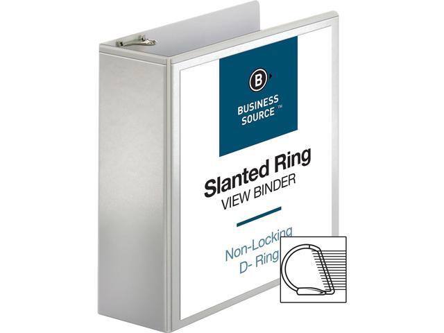 Business Source D-Ring Binder w/ Pockets 4' Capacity White 28444