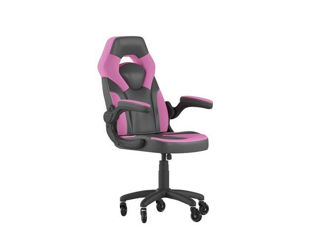 Flash Furniture X10 Ergonomic LeatherSoft Swivel Gaming Chair with Transparent Roller Wheels Pink/Black (CH00095PKRLB)