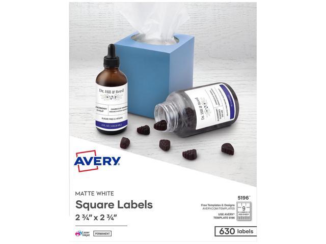 Avery Diskette Labels, Permanent Adhesive, 2-3/4' x 2-3/4, 630 Labels (5196)