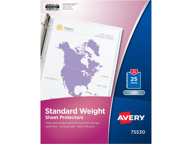 Avery Sheet Protector Standard-Weight 8-1/2'x11' 25/PK Clear 75530