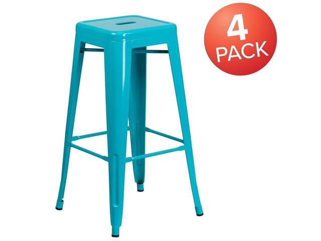 Flash Furniture Commercial Grade 30' High Backless Crystal Teal-Blue Indoor-Outdoor Barstool 4 Pack (4ETBT350330CB)