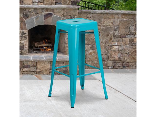Flash Furniture Commercial Grade 30' High Backless Crystal Teal-Blue Indoor-Outdoor Barstool 4 Pack (4ETBT350330CB)