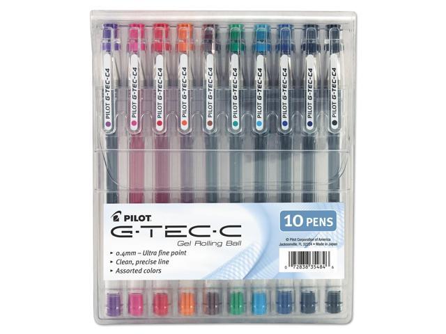 Pilot G-TEC-C Ultra Gel Ink Stick Pen Assorted Ink .4mm 10/Pack 35484