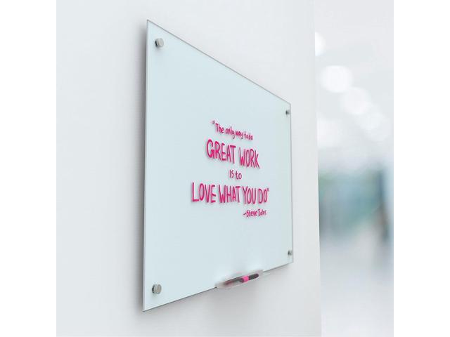 U Brands Magnetic Glass Dry Erase Board 35x23 White Frosted Surface Frameless