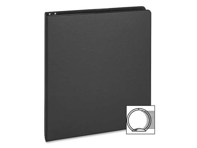 Business Source Round Ring Binder 1' Capacity 8-1/2'x5-1/2' Black 28523