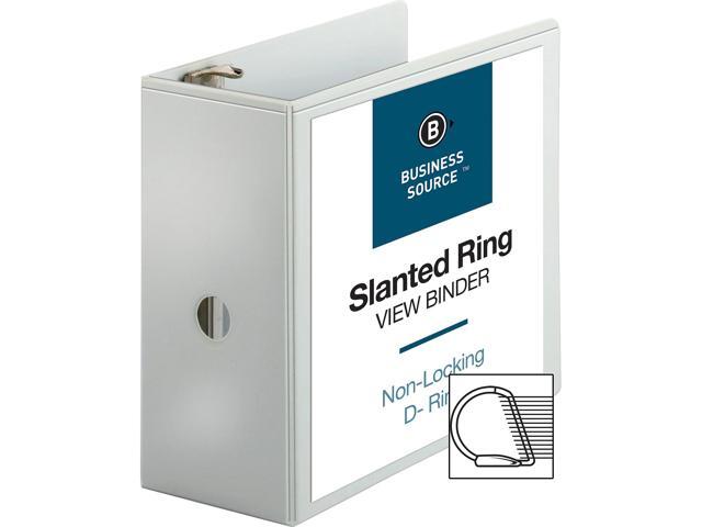 Business Source D-Ring Binder w/ Pockets 5' Capacity White 28445