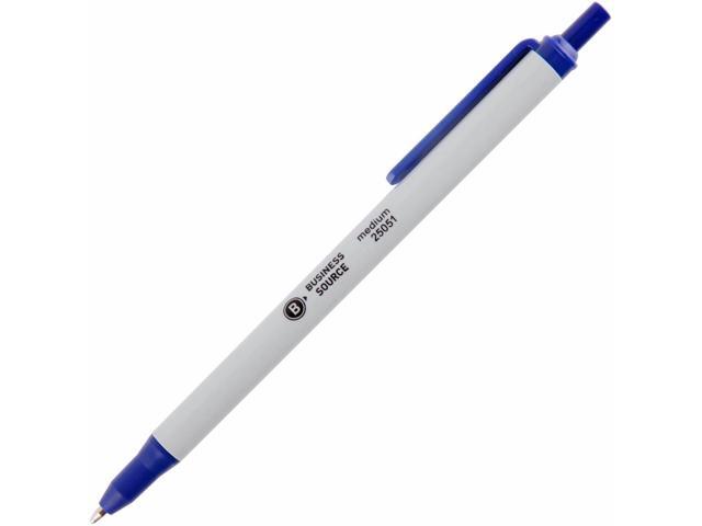 Business Source Ballpoint Pen Retract Clip Medium Point Blue Ink 25051