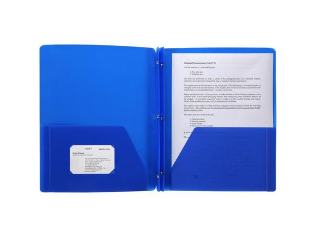 Business Source Poly Portfolio 3 Prong 2 Pkts LTR .3mil Blue 20886