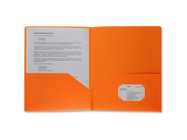 Business Source Poly Portfolio 2 Pocket LTR .3mil Orange 20883