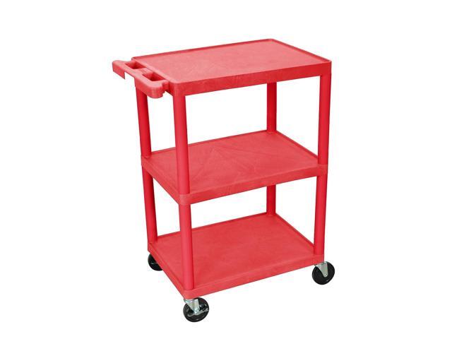 Luxor 3-Shelf Plastic/Poly Utility Cart Red (HE34-B) HE34-RD