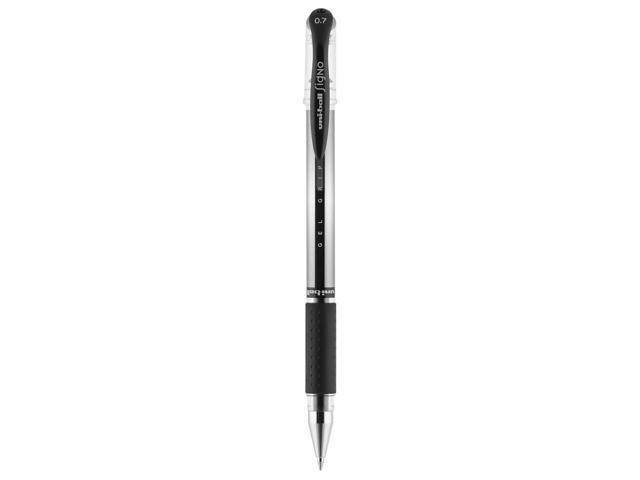 uni-ball Signo GRIP Stick Gel Pen 0.7mm Black Ink Silver/Black Barrel Dozen