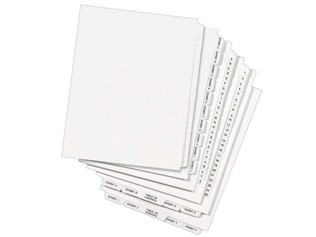 Avery Blank Tab Legal Exhibit Index Divider Set 25-Tab Letter White Set of 25