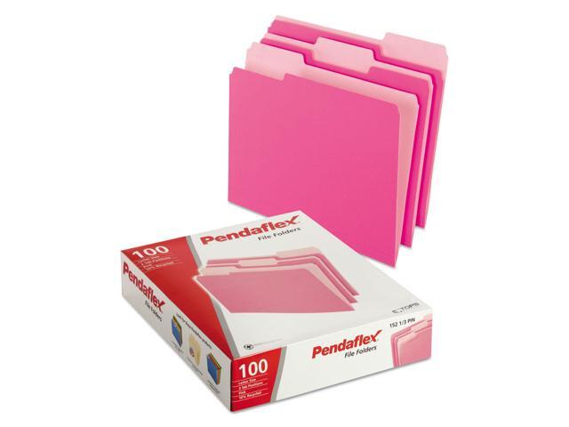 Pendaflex Colored File Folders 1/3 Cut Top Tab Letter Pink/Light Pink 100/Box 15213PIN