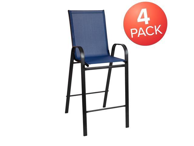Flash Furniture 24' High Black Metal Indoor-Outdoor Counter Height Stool with Vertical Slat Back 2 Pack (2CH6120024BK)