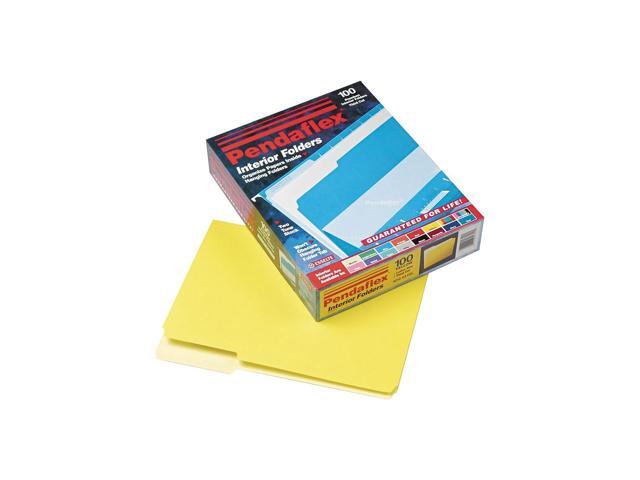 Pendaflex Interior File Folders 1/3 Cut Top Tab Letter Yellow 100/Box 421013YEL