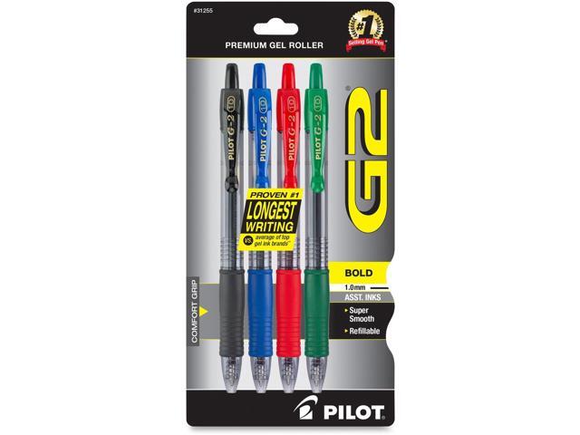 Pilot Gel Pen Retractable/Refillable Bold Point 4/PK Assorted 31255