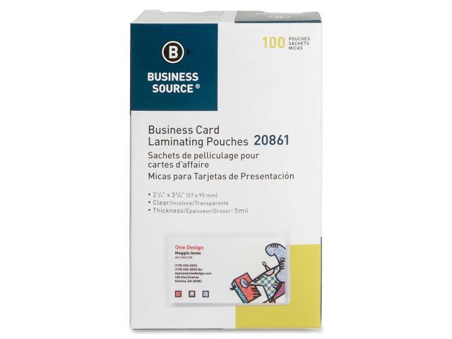 Business Source Laminating Pouch Bus Card 5Mil 2-1/4'x3-3/4' 100/BX CL 20861