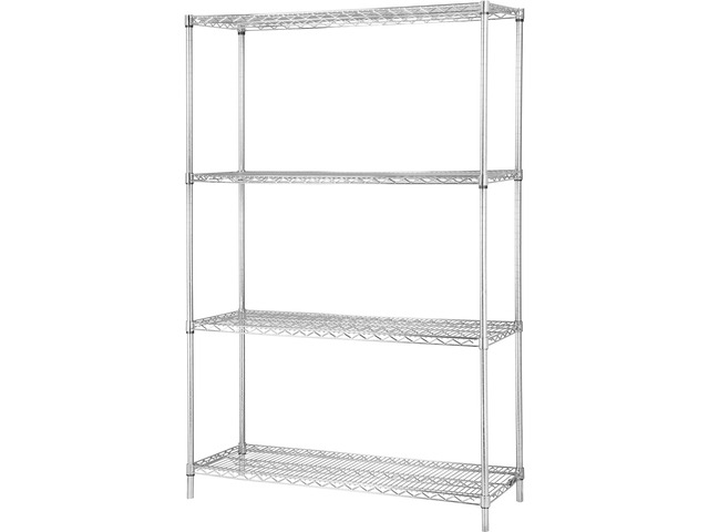 Lorell Industrial Wire Shelving Starter Kit 4 Shelf/Post 36'x18' CE 84187