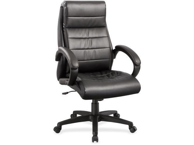 Lorell Leather Hi-Back Chair 27-3/4'x32'x44-1/2' Black 59532