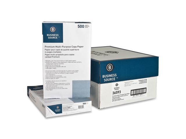 Business Source Multipurpose Paper 20lb. 92 Bright 8-1/2'x14' 10RM/CT White 36593