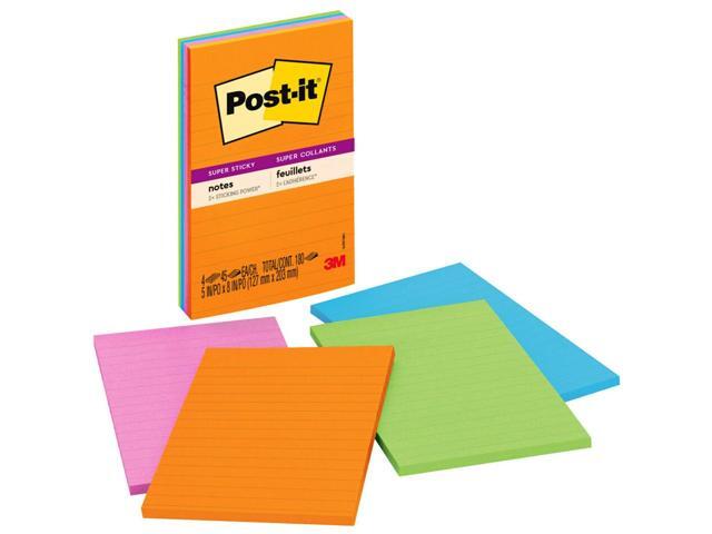 Post-it 4621SSAU Super Sticky Rio de Janeiro Lined Pads, 4' x 6' - Assorted - Paper - Self-adhesive, Repositionable - 4/Pack