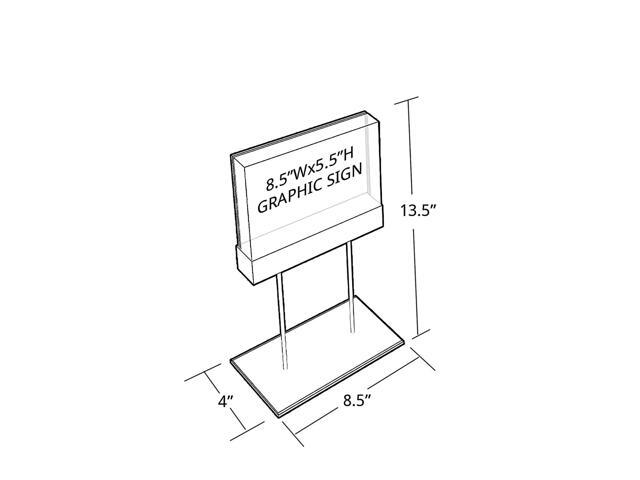 Azar Small Acrylic Block Sign Holder On Chrome Stand For Counter (104560)