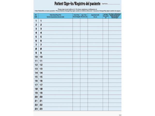 Tabbies Patient Sign-in Label Forms - Letter - 8 1/2' x 11' Sheet Size - Blue Sheet(s) - 125 / Pack