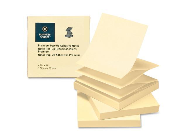 Business Source Pop-up Adhesive Note Pads 3'x3' 100 Sh 24/PK Yellow 36617