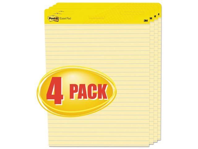 3M 561VAD4PK Self-Stick Easel Pads, Ruled, 25 x 30, Yellow, 4 30-Sheet Pads/Carton