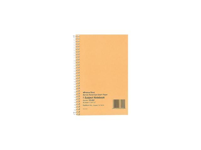 National Subject Wirebound Notebook Narrow Rule 5 x 7 3/4 Green 80 Sheets 33002
