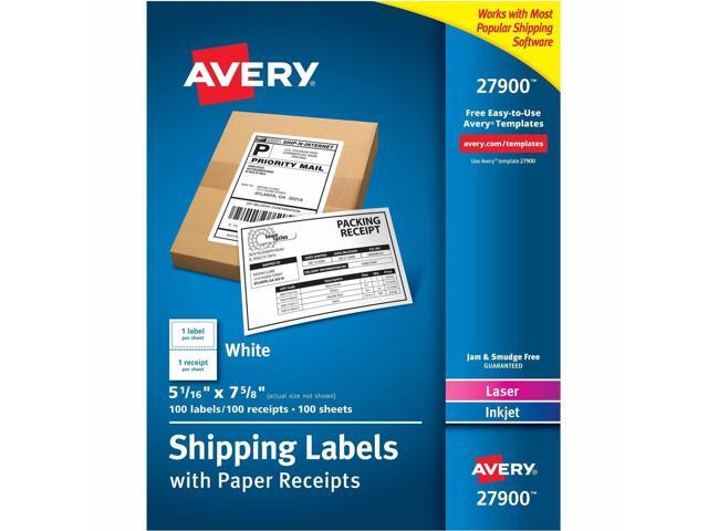 Avery; Bulk Shipping Labels with Paper Receipt - Permanent Adhesive - 5 1/16' Width x 7 5/8' Length - Rectangle - La