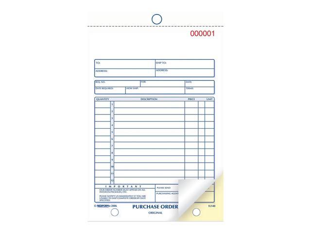 Rediform Purchase Order Book Bottom Punch 5 1/2 x 7 7/8 Two-Part Carbonless 50