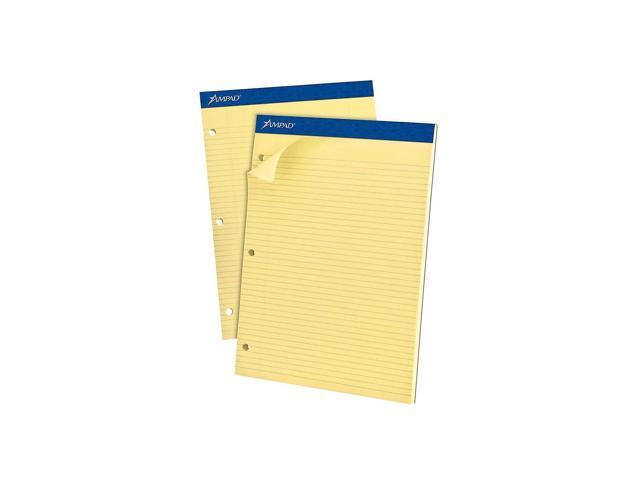 Ampad Double Sheets Pad Narrow/Margin Pad 8 1/2 x 11 3/4 Canary 100 Sheets 20246