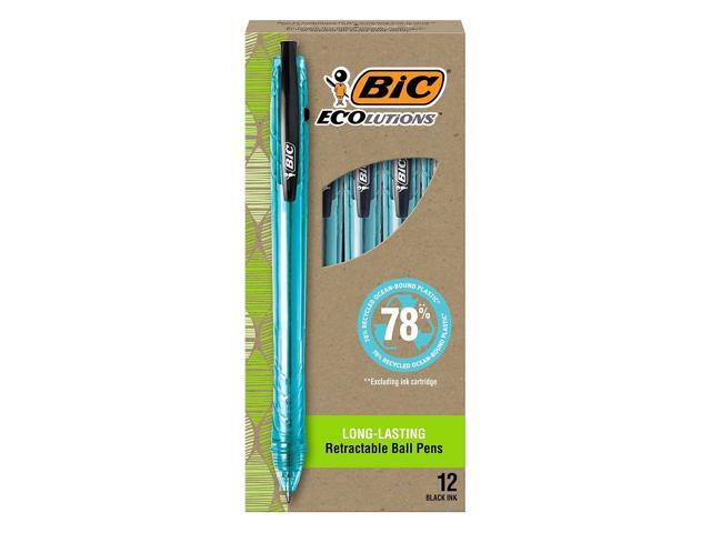 BIC ReVolution Ocean Bound Ballpoint Pen Retractable 1 mm Black 12Pk BPRR11BK