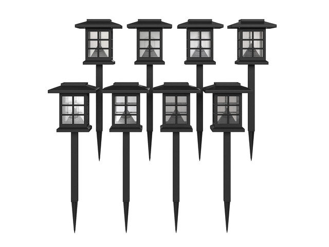 8 Pack Black Lantern Style LED Solar Lights Weather Resistant Outdoor Solar Powered Lights for Pathway, Garden, & Yard