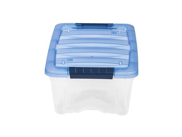 Iris Stack & Pull 12.9 Qt. Latch Lid Storage Bin Navy/Clear (100306)