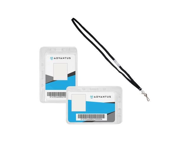 Advantus ID Badge Holder with Lanyard Clear/Black 20/Pack (75699)