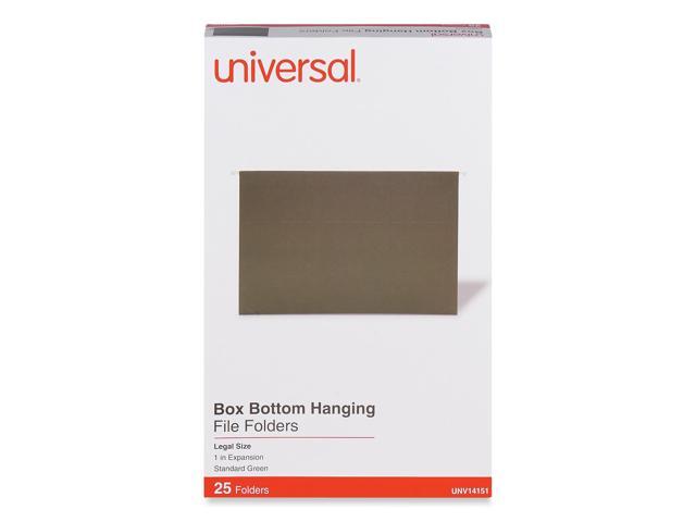 UNIVERSAL One Inch Box Bottom Pressboard Hanging Folder Legal Standard Green 25