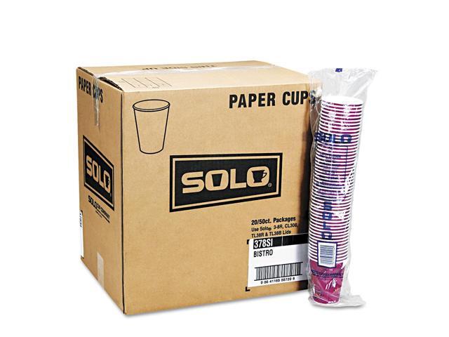 SOLO 412SIN Dart Paper Hot Drink Cups in Bistro Design, 12oz, Maroon, 50/Bag - 1 Carton (20 Bags)