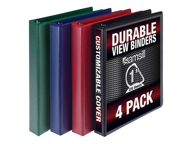 Samsill Durable View Binders 3 D-Ring Black Blue Red Green 4 Pack (MP46409)
