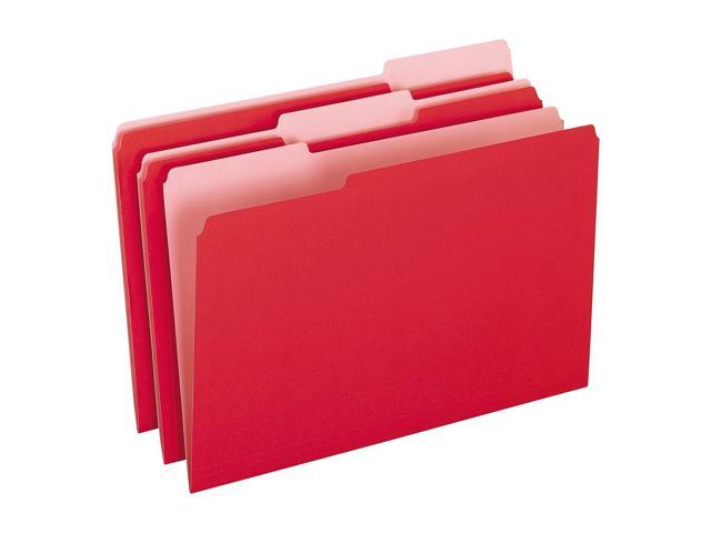 Pendaflex Colored File Folders 1/3 Cut Top Tab Legal Red/Light Red 100/Box 15313RED