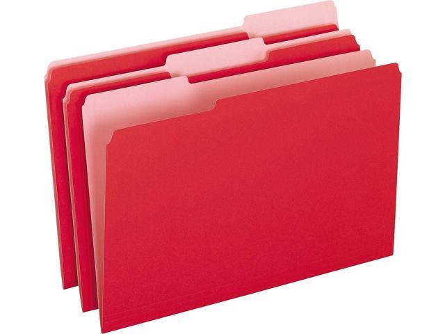 Pendaflex Colored File Folders 1/3 Cut Top Tab Legal Red/Light Red 100/Box 15313RED
