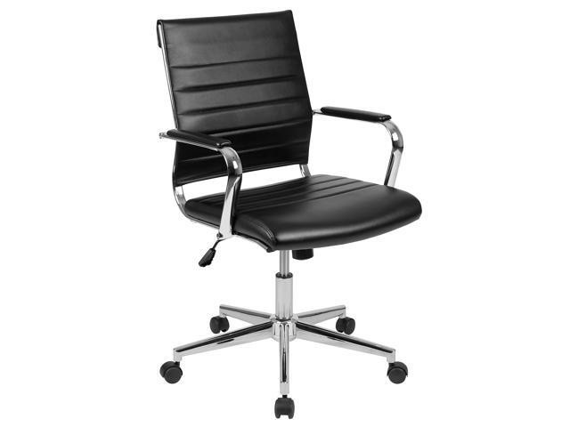 Flash Furniture Hansel LeatherSoft Swivel Mid-Back Executive Office Chair Black (BT20595M1BK)