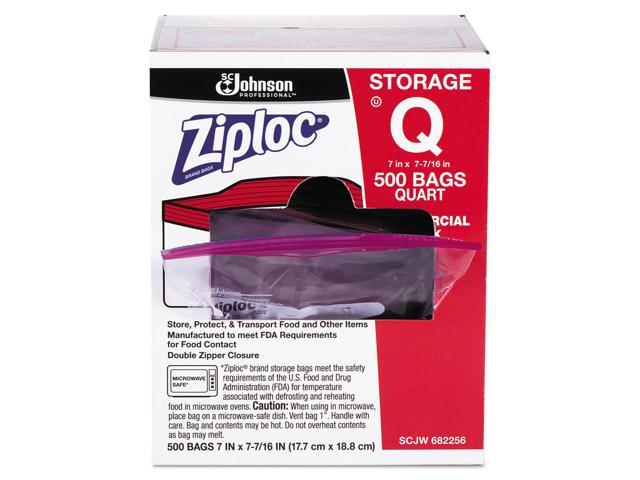 Ziploc Double Zipper Plastic Storage Bag 1.75 mil 1qt Clr Write-On ID Panel 500/BX 682256