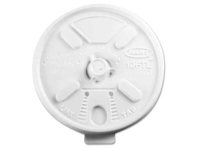 DART Lift N' Lock Plastic Hot Cup Lids Fits 10oz Cups White 1000/Carton 10FTL